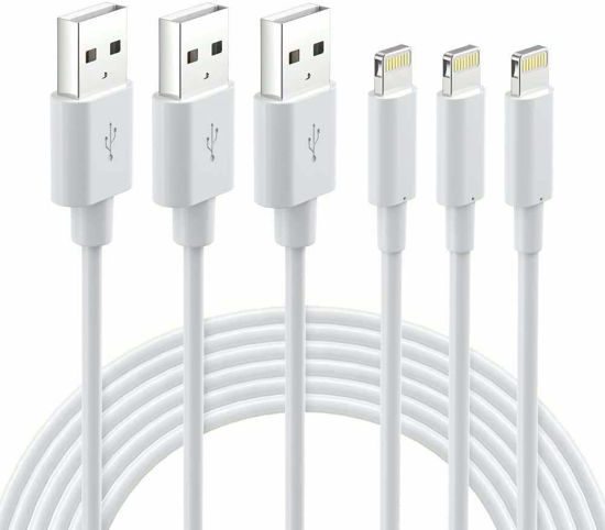 Picture of Lightning Cable MFi Certified - iPhone Charger 3Pack 3FT Lightning to USB A Charging Cable Cord Compatible with iPhone 14 13 12 SE 2020 11 Xs Max XR X 8 7 6S 6 Plus 5S iPad Pro iPod Airpods - White