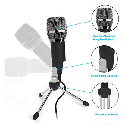 Picture of Dansrue USB Microphone, Plug & Play Home PC Computer Studio USB Condenser Microphone with Metal Stand for Skype YouTube Recording Google Voice Search Games