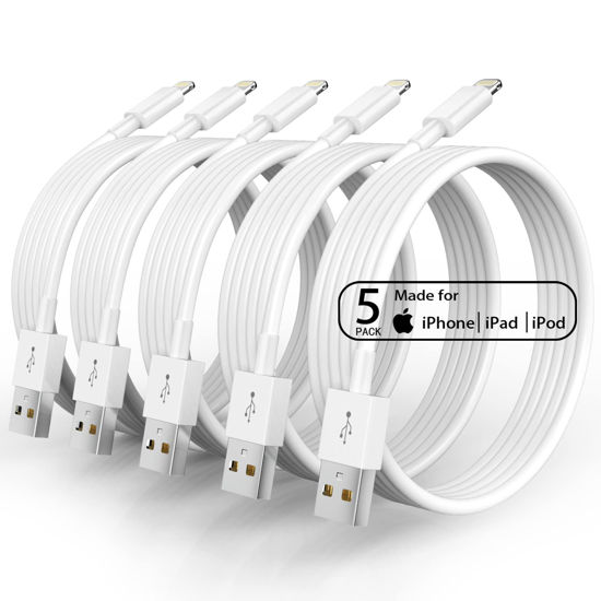 Picture of 5 Pack(10FT)[Apple MFi Certified] iPhone Charger Long Lightning Cable Fast Charging iPhone Cord Compatible iPhone 14/14 Pro Max/13 Pro Max/12/11 Pro Max/Mini/XS MAX/XR/XS/X/8/7/Plus/6 iPad