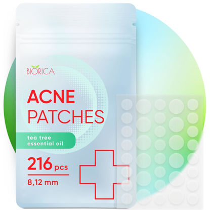 Picture of BIORICA Pimple Patches for Face with Tea Tree Oil. Hydrocolloid Acne Pimple Patches. Blemish Patches, Acne Dots, Pimple Stickers, Acne Patch and Pimple Patch. (216)