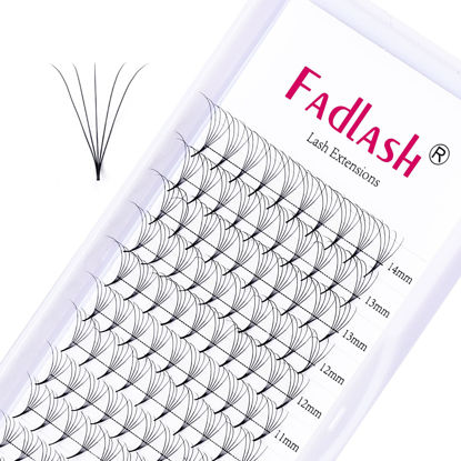 Picture of Eyelash Extensions Premade Fans Eyelash Extensions C CC D DD Curl Pointy Tip Pre Fan Eyelashes Premade Lash Extension Fans Volume Lash Extensions Pre Made Volume Lashes (5D-0.07DD, 8-14mm)