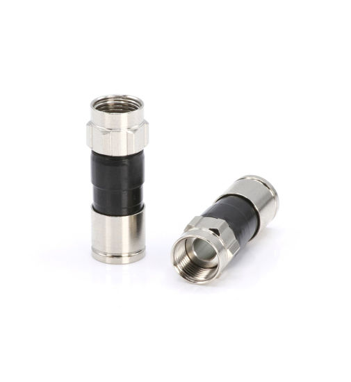 Picture of Coaxial Cable Compression Fitting - 10 Pack Connector - for RG6 Coax Cable - with Weather Seal O Ring and Water Tight Grip