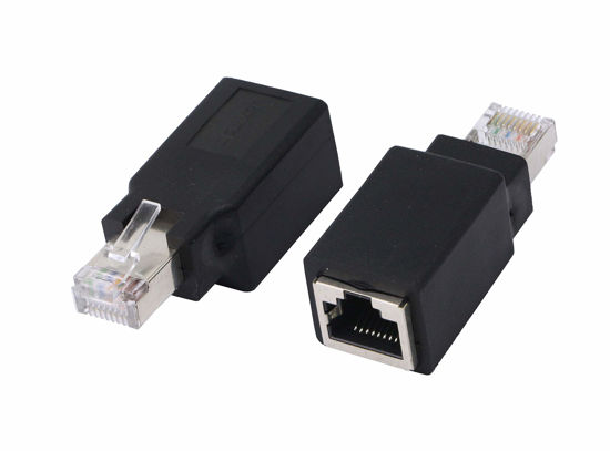 Picture of CERRXIAN RJ45 Ethernet LAN Male to Female Cat5 / Cat5e / Cat6 Crossover Adapter(2-Pack),Black (Straight)