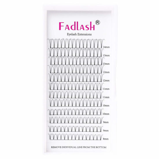 Picture of Premade Volume Eyelash Extensions 3D Lash Extensions 8~20mm C/D Curl Premade Fans Cluster Individual Lashes by FADLASH (3D-0.10-C, 8~14mm mixed tray)