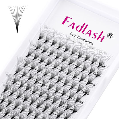 Picture of Premade Lash Extensions Fans 10D 0.07 D Pre Made Fanned Volume Lash Extensions Pointed Base Middle Stem Premade Lash Fans Supplies (10D-0.07D, 13-16mm)