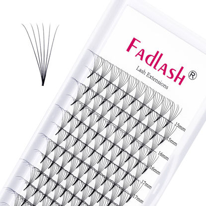 Picture of Eyelash Extension 15-20mm Mix 6D Premade Lash Fans D Curl 0.07mm FADLASH Volume Lash Extensions Pointed Base Middle Stem Pre made Lash Fans (6D-0.07-D, Mix 15-20mm)