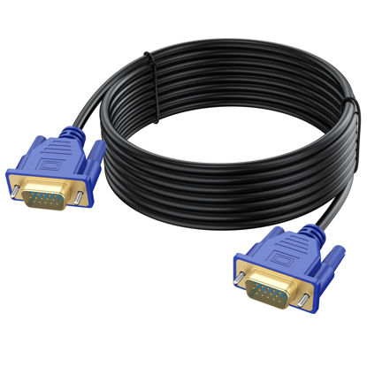 Picture of UVOOI VGA to VGA Cable 15FT, Gold-Plated VGA Cord Male to Male Cable 15 pin for Computer Monitor Projector 1080P Full HD