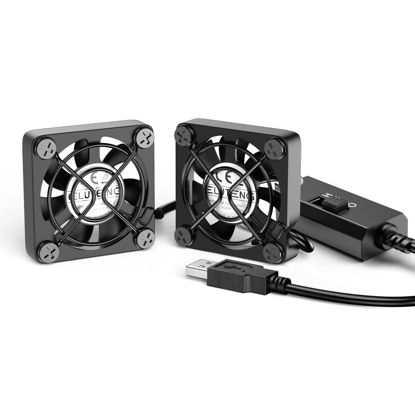 Picture of ELUTENG Dual 40mm USB Fan with 3 Speeds Adjustable 5V PC Fan Max 5500RPM 40mm * 40mm * 25mm Mini Case Fan Quiet Computer Fan Compatible for PC, TV Box, Router, Xbox, Playstation