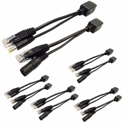 Picture of 5 Pairs Passive PoE Injector and PoE Splitter Kit with 5.5x2.1 mm DC Connector RJ45 Power Over Ethernet