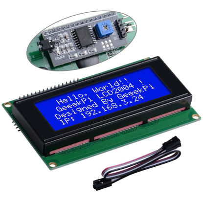 Picture of GeeekPi IIC I2C TWI Serial LCD 2004 20x4 Display Module with I2C Interface Adapter Blue Backlight for Raspberry Pi Arduino STM32 DIY Maker Project BPI Tinker Board Electrical IoT Internet of Things