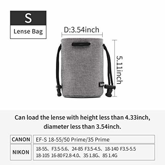 Picture of Baona Waterproof Velvet Protector Video Camera Small Travel Bag Case Drawstring Pouch for DSLR Nikon Canon Sony Pentax Camera and Lens (Round-S-Gray)