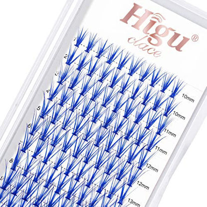 Picture of 120 PCS Blue Individual Lashes Cluster 20 Roots C Curl 0.07mm 10-15mm Mixed Single Lashes Professional Makeup Lash Clusters Extensions Colored DIY Eyelash Extension at Home(Blue20D0.07C 10-15)