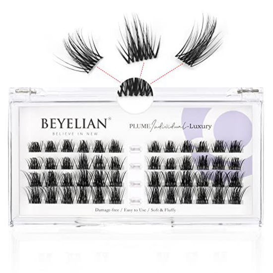 Picture of BEYELIAN DIY Eyelash Extension,Cluster Lashes Individual False Eyelashes Extension Natural Look Soft Reusable Glue Bonded Super Thin Clear Band 48 Lash Clusters (Style5 0.07 Mix Clear Band)