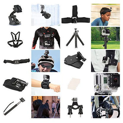 Picture of Basic Pro - Action Camera Accessory Kit for Hero Session/5 Hero 1 2 3 3+ 4 5 SJ4000 5000 6000 DBPOWER AKASO VicTsing APEMAN WiMiUS Rollei QUMOX Lightdow Campark and Sony Sports DV - Pack of 50