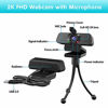 Picture of 2K HD Webcam,JYH Webcam with Microphone,Computer Camera with Cover Plug and Play USB Web Cam for Zoom Skype Facetime Teams Conferencing Streaming Gaming and Video Calling