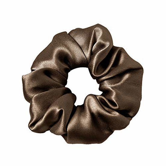 Picture of LilySilk Silk Hair Scrunchies for Frizz&Breakage Prevention, 100% Mulberry Silk Hair Ties No Damage, Elastic Silk ponytail Holders, 1Pc, Chocolate