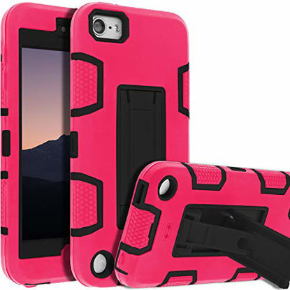 Picture of iPod Touch 7th Gen Case,iPod Touch 6th Gen Case,Kickstand Case for iPod Touch,Anti-Scratch Anti-Fingerprint Heavy Duty Protection Shockproof Rugged Cover Apple iPod Touch 2019,Rose