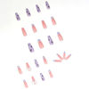 Picture of Vaveah 24 Pcs Press on Nails Coffin for Women, Extra Long Fake Nails Glue on Nails, False Nails with Glue (Pink Mixed Purple Flower)