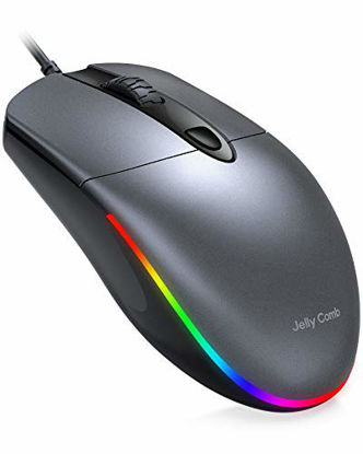 Picture of Jelly Comb USB Wired Mouse,RGB Optical Silent Computer Mouse,1600 DPI Office and Home Mice,for Windows PC, Laptop, Desktop, Notebook-MS059 (Gray)