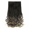 Picture of REECHO 20" 1-pack 3/4 Ombre Full Head Curly Wave Clips in on Synthetic Hair Extensions Hair pieces for Women 5 Clips 4.6 Oz Per Piece - Ombre Black to Gray