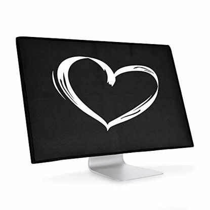 Picture of kwmobile Monitor Cover Compatible with Apple iMac 21.5" - Dust Monitor Case Screen Display Protector - Brushed Heart White/Black