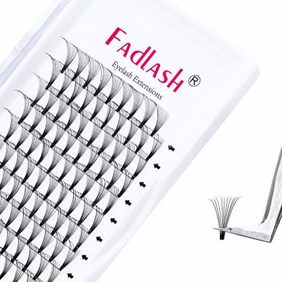 Picture of Lash Extensions Premade Fans 10D D Curl 10mm Volume Lash Extensions 0.10 Thickness Lash Fans Short Stem Volume Eyelash Extensions Supplies (10D-0.10-D, 10mm)