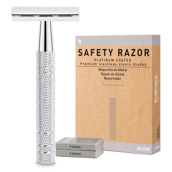 Picture of Reusable Double Edge Safety Razor for Women, Single Blade Razors for Men, with 10 Platinum Coated Stainless Steel Razor Blades, Metal DE Razor for a Close Smooth Shave, Sustainable Living Choice