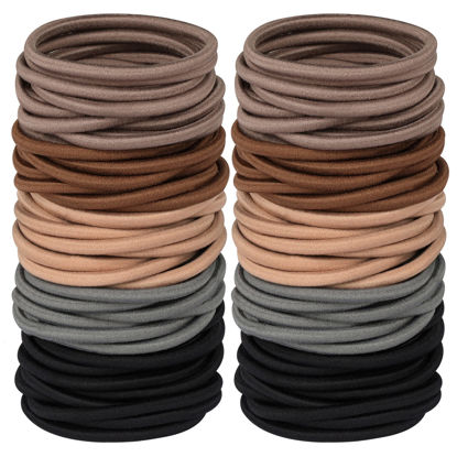 Picture of Multy-Colored Hair Ties for Thick Hair, 120 PCS Large Hair Elastics, No Damage Ponytail Holders for Women, Men and Girls