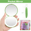 Picture of wobsion Travel Makeup Mirror with Light, 1x/10x Compact Magnifying Mirror,Handheld 2-Sided Pocket Mirror,Led Small Mirror for Purse,3.5in Hand Mirror,Travel Size Mirror for Handbag,Gift,Green