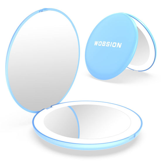 1311500 wobsion travel makeup mirror with light 1x10x compact magnifying mirrorhandheld 2 sided pocket mirro 550