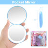 Picture of wobsion Travel Makeup Mirror with Light, 1x/10x Compact Magnifying Mirror,Handheld 2-Sided Pocket Mirror,Led Small Mirror for Purse,3.5in Hand Mirror,Travel Size Mirror for Handbag,Gift,Blue