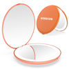 Picture of wobsion Travel Makeup Mirror with Light, 1x/10x Compact Magnifying Mirror,Handheld 2-Sided Pocket Mirror,Led Small Mirror for Purse,3.5in Hand Mirror,Travel Size Mirror for Handbag,Gift,Orange