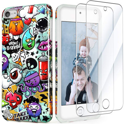 Picture of iPod Touch 7th Generation Case with 2 Screen Protectors, IDWELL Slim Anti-Scratch Flexible Soft TPU Bumper Protective Case for iPod Touch 5/6/7th, Graffiti Art