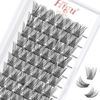 Picture of 72 Pcs Lash Clusters DIY Eyelash Extension C Curl 14mm Wide Stem Cluster Lashes Individual Lashes Cluster Lashes Wisps Reusable Black Super Thin Band Lash Extension at Home (Nature R-04 C 14mm)