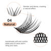 Picture of 72 Pcs Lash Clusters DIY Eyelash Extension C Curl 14mm Wide Stem Cluster Lashes Individual Lashes Cluster Lashes Wisps Reusable Black Super Thin Band Lash Extension at Home (Nature R-04 C 14mm)