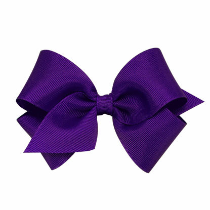 Picture of Wee Ones Girls' Classic Grosgrain Hair Bow on a WeeStay Clip with Plain Wrap, Small, Purple