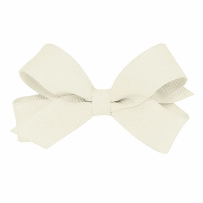 Picture of Wee Ones Girls' Classic Grosgrain Hair Bow on a WeeStay No-Slip Hair Clip with Plain Wrap, Tiny, Antique White