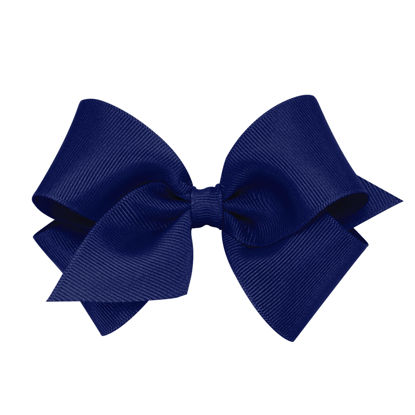 Picture of Wee Ones Girls' Classic Plain Wrap Grosgrain Hair Bow on a WeeStay No-Slip Hair Clip, Small, Light Navy