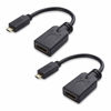 Picture of Cable Matters 2-Pack Micro HDMI to HDMI Adapter (HDMI to Micro HDMI Adapter) 6 Inches with 4K and HDR Support for Raspberry Pi 4 and More