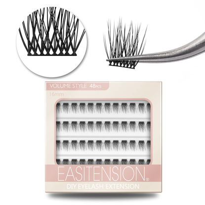 Picture of DIY Eyelash Extension, 3D Effect Glue Bonded Band Individual Lash 48 Clusters Volume Lashes Set, Home Eyelash Extension, C curl Lashes Pack 16MM-48 Clusters