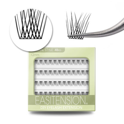 Picture of DIY Eyelash Extension, 3D Effect Glue Bonded Band Individual Lash 48 Clusters Volume Lashes Set, Home Eyelash Extension, C curl Lashes Pack 12MM-Natural-48 Clusters