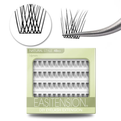 Picture of DIY Eyelash Extension, 3D Effect Glue Bonded Band Individual Lash 48 Clusters Volume Lashes Set, Home Eyelash Extension, C curl Lashes Pack 16MM-Natural-48 Clusters