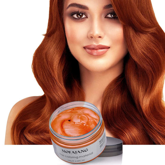 Picture of Temporary Hair Color Wax Dye 4.23 oz-Instant Hairstyle Cream Hair Pomades Hairstyle Wax for Party Cosplay Easy Cleaning (Orange)