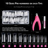 Picture of Clear Acrylic Nail Tips, MORGLES 500PCS French Clear Fake Half Cover Clear Nail Tips with Glue Nail File Nail Clipper Cuticle Fork for Nail Art