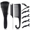 Picture of 8PCS Detangling Brush and Comb, MORGLES Detangling Hair Brush Wide Tooth Comb for Curly Hair with Rat Tail Comb Alligator Hair Clips Hair Comb for Black Natural Wavy Wet Hair