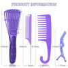 Picture of EZ Detangler Brush Set, MORGLES Detangling Hair Brush for Black Natural Hair Wide Tooth Comb with Rat Tail Comb 5PCS Alligator Clips for Men Women Kids(Purple)