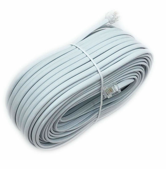 Picture of iMBAPrice 100 Feet Long Telephone Extension Cord Phone Cable Line Wire - White