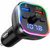 Picture of Bluetooth FM Transmitter for Car, Bluetooth 5.0 Car Radio Audio Adapter with QC3.0 Quick Charge & 6 RGB Colorful Light, MP3 Player Car Charger Support Hands-Free Calling, USB Drive, TF Card, Black