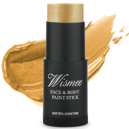 Picture of Wismee Gold Eye Black Stick,Cream-Blendable Body Paint Sticks (0.75Oz) Non-Toxic Oil Based Face Makeup Stick High Pigmented Full Body Paint for Halloween Special Effect Sfx Makeup