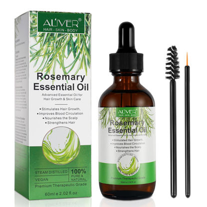 Picture of Rosemary Oil for Hair Growth,Rosemary Essential Loss Regrowth Treatment,Strengthens Hair,Nourishes Scalp,Light Weight,Non Greasy,Improves Scalp Circulation For Men And Women 2.02 Oz